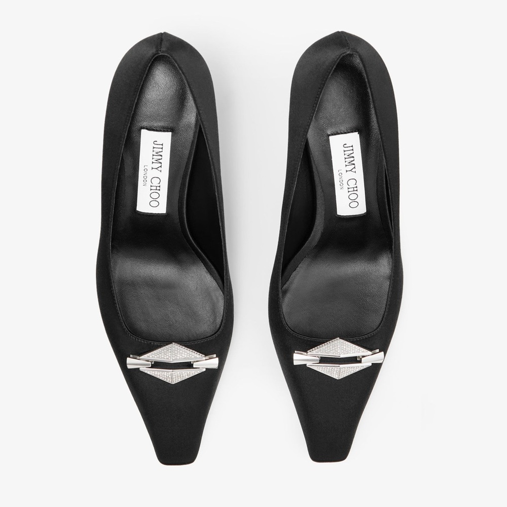 New JIMMY CHOO Ryker 90 Black Satin Pumps 36.5 $1,295